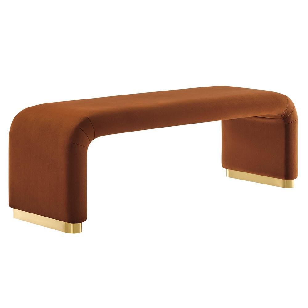 Waterfall Style Bench Koda Performance Velvet Waterfall Long Bench - Modern In Designs