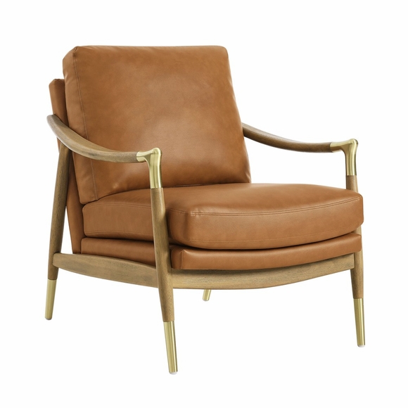 Langford Vegan Leather Accent Armchair in Tan Walnut