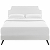 Laura Vinyl Queen Platform Bed with Round Splayed Legs in White