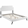 Laura Vinyl Queen Platform Bed with Round Splayed Legs in White