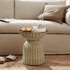 Lazaro Round Rattan Side Table in Burnished Brass Natural
