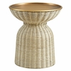Lazaro Round Rattan Side Table in Burnished Brass Natural