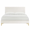 Leah Chevron Tufted Performance Velvet Full Platform Bed in White
