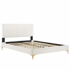 Leah Chevron Tufted Performance Velvet Full Platform Bed in White
