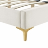 Leah Chevron Tufted Performance Velvet Full Platform Bed in White