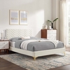 Leah Chevron Tufted Performance Velvet Full Platform Bed in White