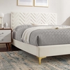 Leah Chevron Tufted Performance Velvet Full Platform Bed in White