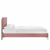 Leah Chevron Tufted Performance Velvet King Platform Bed in Dusty Rose