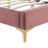 Leah Chevron Tufted Performance Velvet King Platform Bed in Dusty Rose