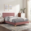 Leah Chevron Tufted Performance Velvet King Platform Bed in Dusty Rose