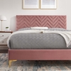 Leah Chevron Tufted Performance Velvet King Platform Bed in Dusty Rose