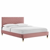 Leah Chevron Tufted Performance Velvet King Platform Bed-MOD-7009 in Dusty Rose