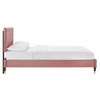 Leah Chevron Tufted Performance Velvet King Platform Bed-MOD-7009 in Dusty Rose