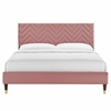 Leah Chevron Tufted Performance Velvet King Platform Bed-MOD-7009 in Dusty Rose