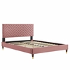 Leah Chevron Tufted Performance Velvet King Platform Bed-MOD-7009 in Dusty Rose