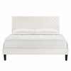 Leah Chevron Tufted Performance Velvet Queen Platform Bed in White