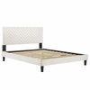 Leah Chevron Tufted Performance Velvet Queen Platform Bed in White