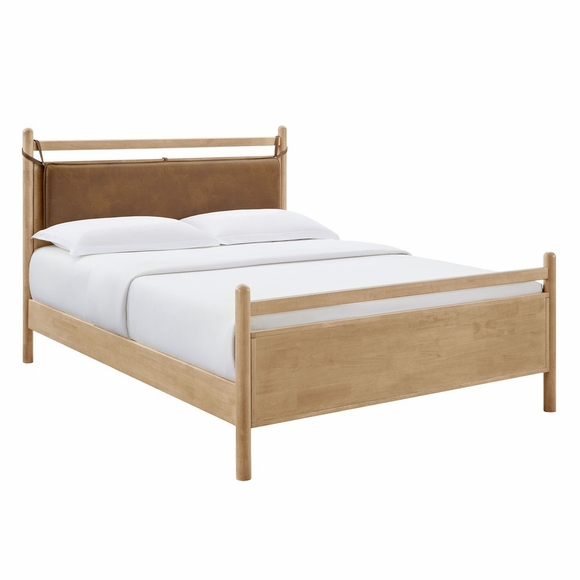 Leni Full Size Vegan Leather and Wood Platform Bed Frame