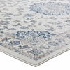 Lilja Distressed Vintage Persian Medallion 5x8 Area Rug in Ivory and Moroccan Blue