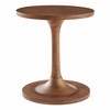 Lina Round Wood Side Table in Walnut