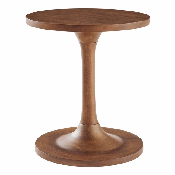 Lina Round Wood Side Table in Walnut