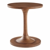 Lina Round Wood Side Table in Walnut