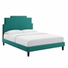 Lindsey Performance Velvet Full Platform Bed in Teal