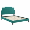 Lindsey Performance Velvet Full Platform Bed in Teal