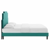 Lindsey Performance Velvet Full Platform Bed in Teal
