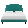 Lindsey Performance Velvet Full Platform Bed in Teal