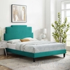 Lindsey Performance Velvet Full Platform Bed in Teal