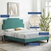 Lindsey Performance Velvet Full Platform Bed in Teal