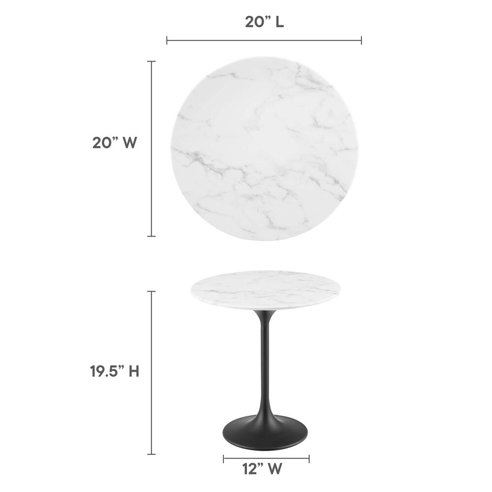 Lippa 20" Round Artificial Marble Side TableMID5690 Modern In Designs