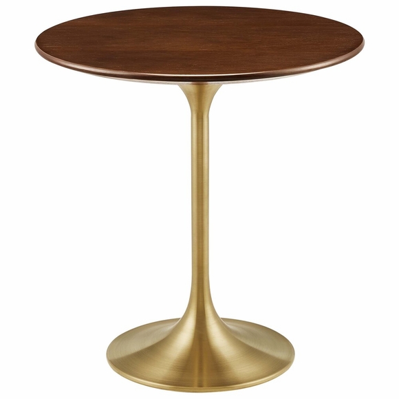 Lippa 20" Round Wood Grain Side Table-MID-5684 in Gold Walnut