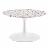 Lippa 28" Round Terrazzo Coffee Table in White White
