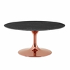 Lippa 36 Inch Artificial Marble Coffee Table in Rose Black