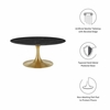 Lippa 36" Round Faux Marble Coffee Table in Gold Black