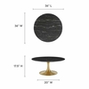Lippa 36" Round Faux Marble Coffee Table in Gold Black