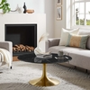 Lippa 36" Round Faux Marble Coffee Table in Gold Black