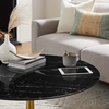 Lippa 36" Round Faux Marble Coffee Table in Gold Black
