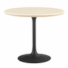 Lippa 36" Round Faux Travertine Dining Table in Black Travertine