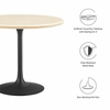 Lippa 36" Round Faux Travertine Dining Table in Black Travertine