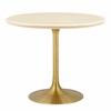 Lippa 36" Round Faux Travertine Dining Table in Gold Travertine
