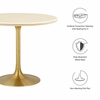 Lippa 36" Round Faux Travertine Dining Table in Gold Travertine