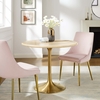 Lippa 36" Round Faux Travertine Dining Table in Gold Travertine