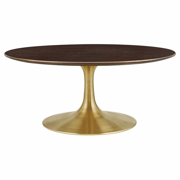 Lippa 36" Round Wood Coffee Table in Gold Cherry Walnut