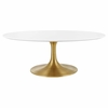 Lippa 42" Oval Wood Coffee Table in Gold White