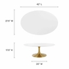 Lippa 42" Oval Wood Coffee Table in Gold White