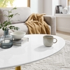 Lippa 42" Oval Wood Coffee Table in Gold White