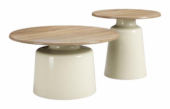 Lireen Coffee Table Set 2-Piece in Natural & Ivory